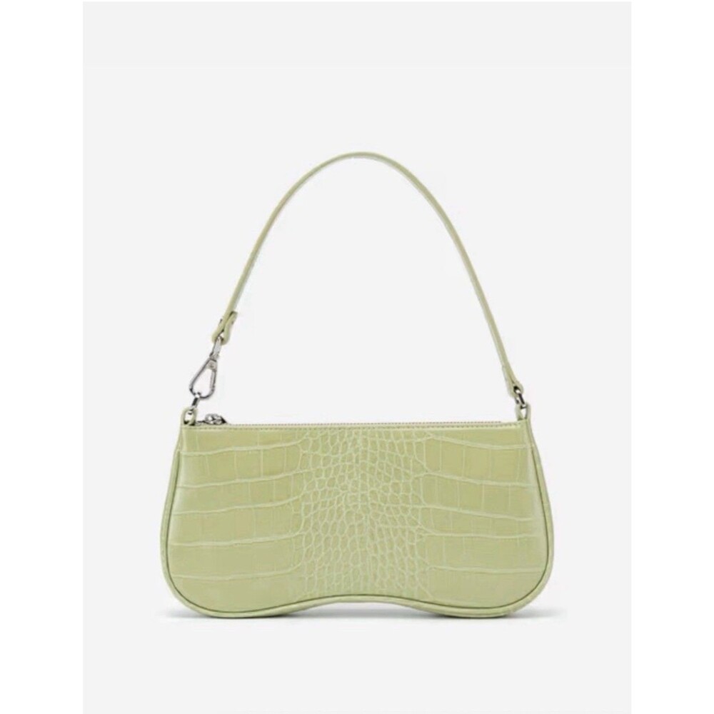 JW Pei Eva Shoulder Bag Yellow Green Croc Vegan Leather Zip Top Handbag